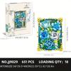 Non-Toxic 651Pcs Preserved Flower Po Frame Building Blocks Blue White Rose 3D Puzzle Toy Diy Model Bricks Flower Kids Holiday Gifts