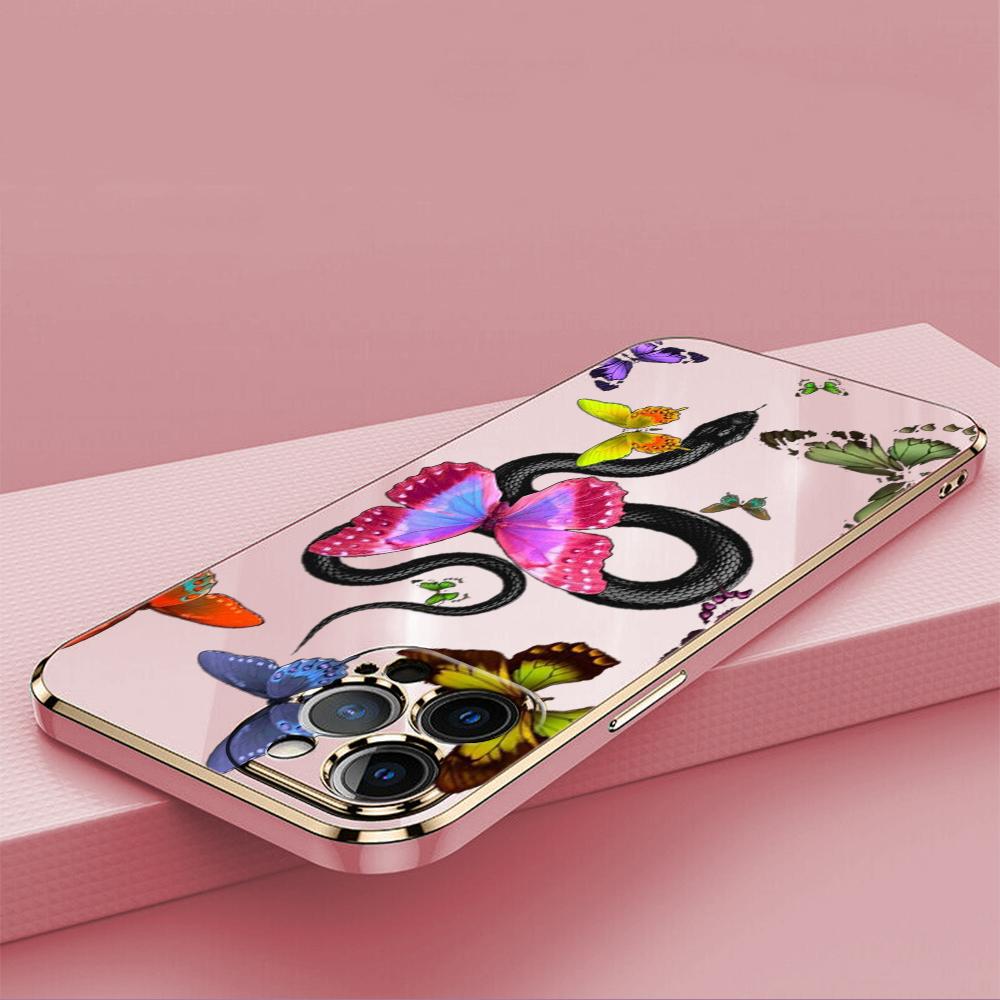 N77 бабочка, черное золото, змеиное покрытие, мягкие чехлы для телефонов из ТПУ для Xiaomi 14 Poco M5s X5 Redmi 13C 12C 8 Note 12 10 11 13 Pro Plus, противоударный чехол