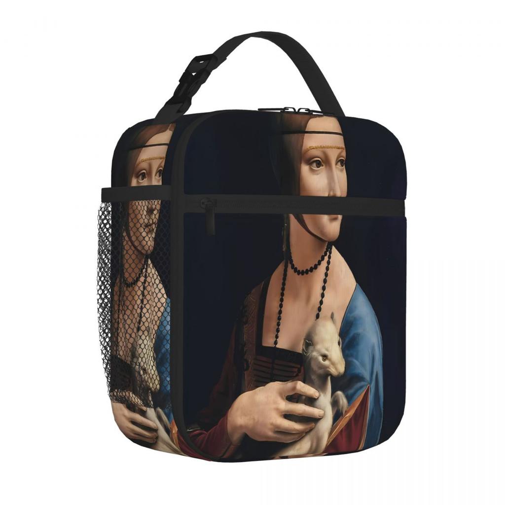 Bestselling The Lady With An Ermine By Leonardo Da Vinci - Great Neoprene Texture Lightweight Lunch Bag Daily Outdoor Bento Bag