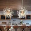 Modern Crystal Chandeliers Firework, Non-dimmable, 12-Light Gold Dandelion Sputnik Ceiling Light Fixtures, for Bedroom Living Room