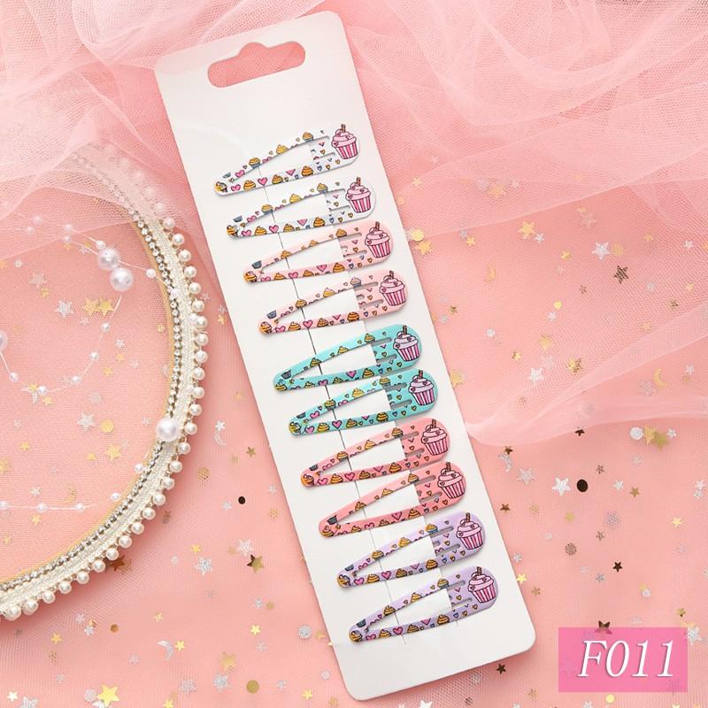 10 шт., милые заколки для волос с мультяшным принтом высокого качества для детей, однотонные заколки для волос Matel, аксессуары для волос для девочек, заколки