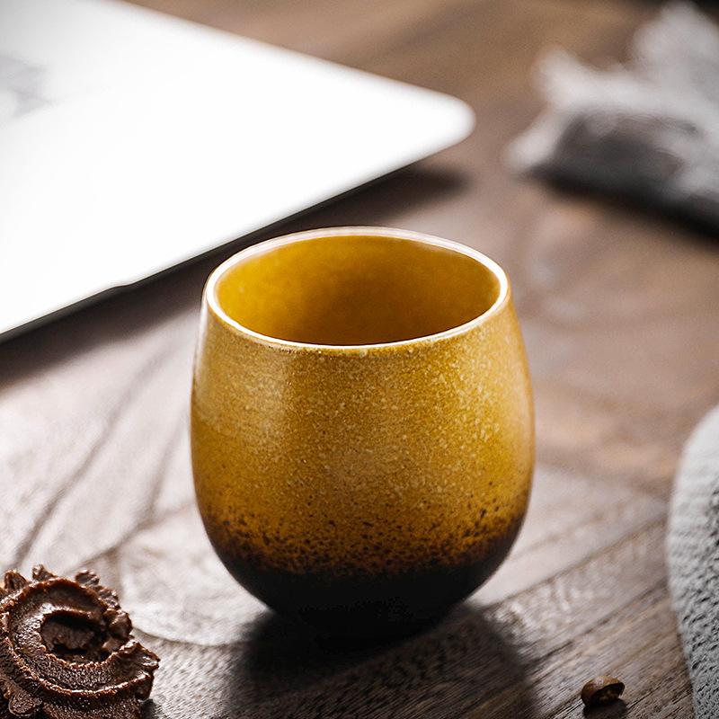 Грубая керамика в японском стиле, обожженная в печи, чашка для послеобеденного чая, кофейная чашка, винтажная имитация дров, чашка ручной работы, чайная чаша, кружка