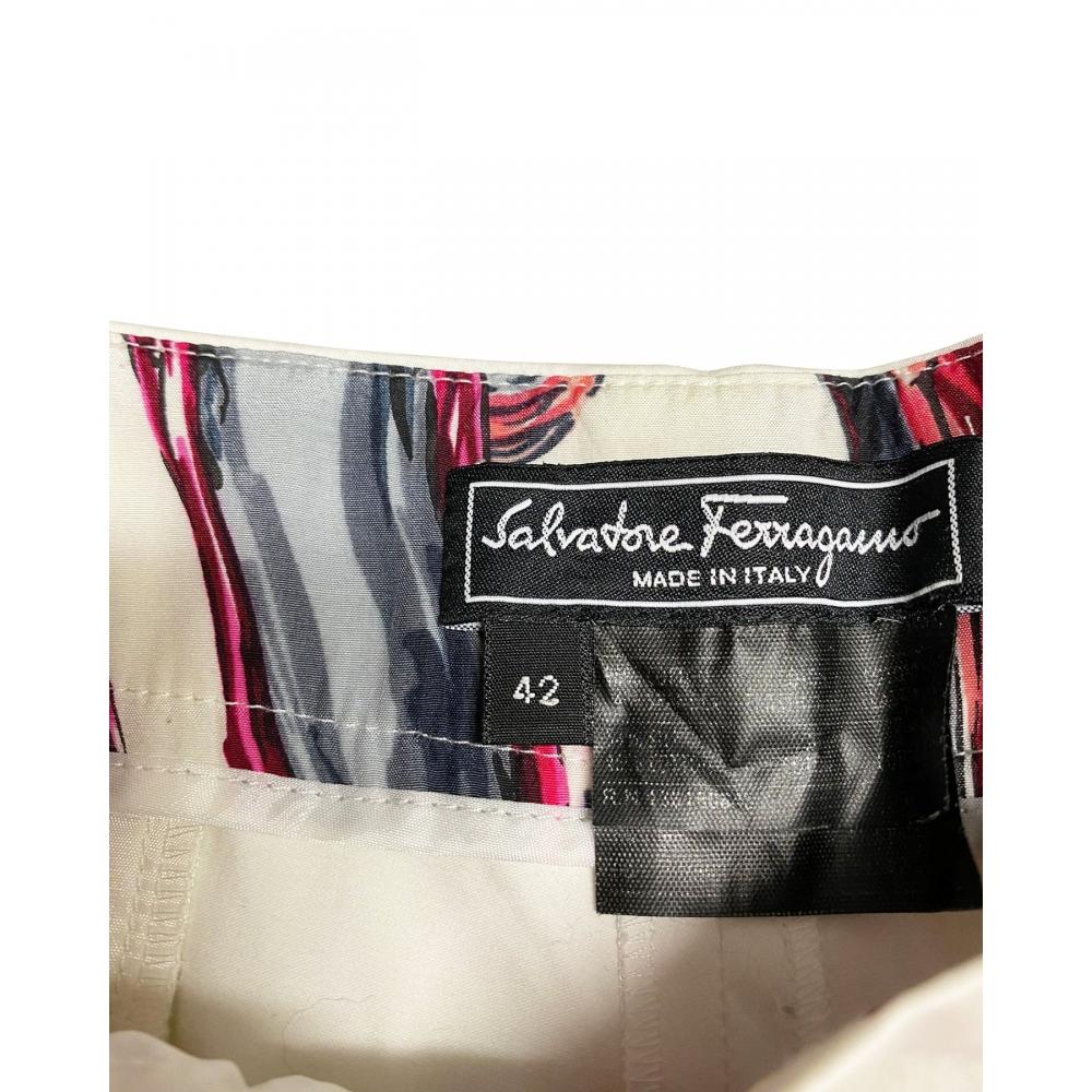 Salvatore Ferragamo White Trousers In White Silk White