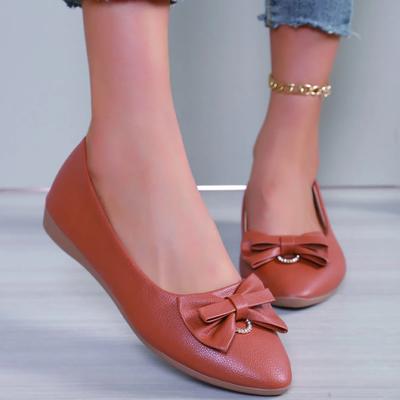 Модные новые женские туфли на плоской подошве с острым носком и узлом-бабочкой, повседневные туфли без застежек для женщин, мокасины, женская обувь для ходьбы на плоской подошве