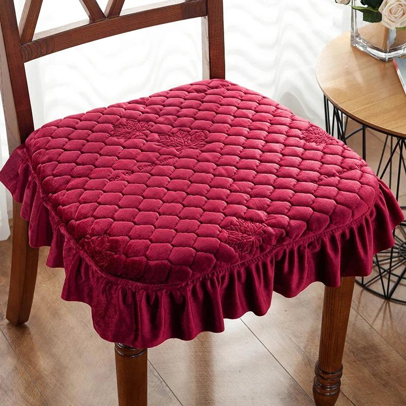 Кружевная подушка для обеденного стула 43*45 см, подушки для сидения, офисный коврик, табурет, подушка для сиденья, теплая плюс толстая подушка