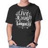 Унисекс Футболка с круглым вырезом Live Laugh Languish Графическая Повседневная футболка с коротким рукавом