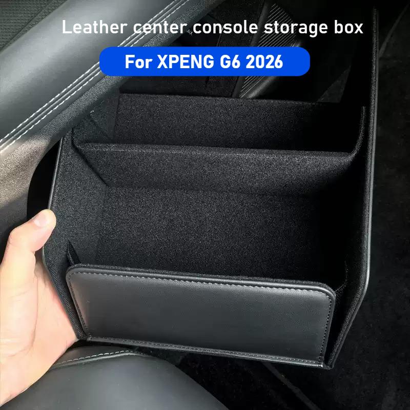For XPENG G6 26 Car Storage Box Under Central Control Upgraded Version with Increased Height Leather Center Console Storage Box