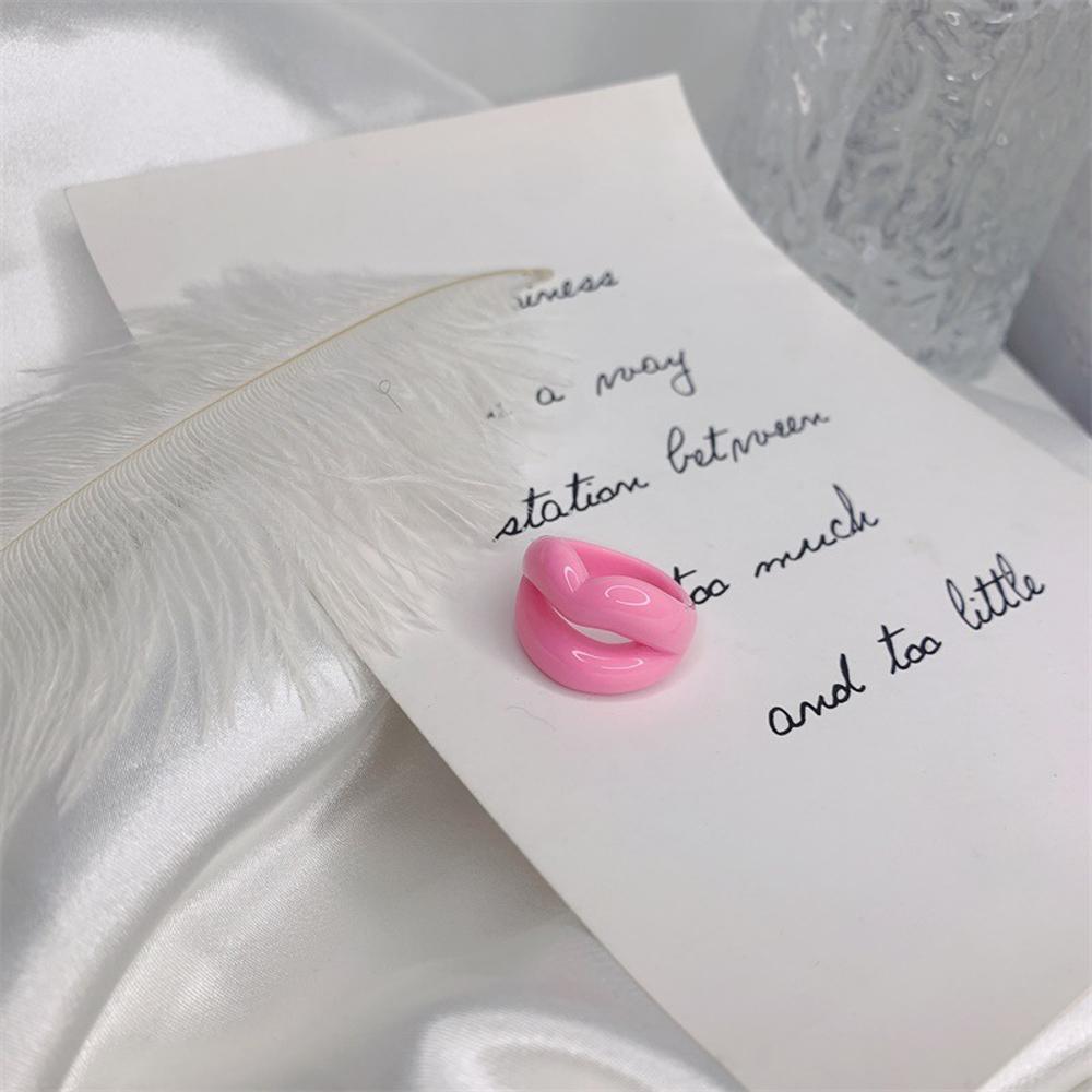 New Personality Acrylic Geometric Square Punk Resin Rings Lips Fashion Jewelry Finger Ring