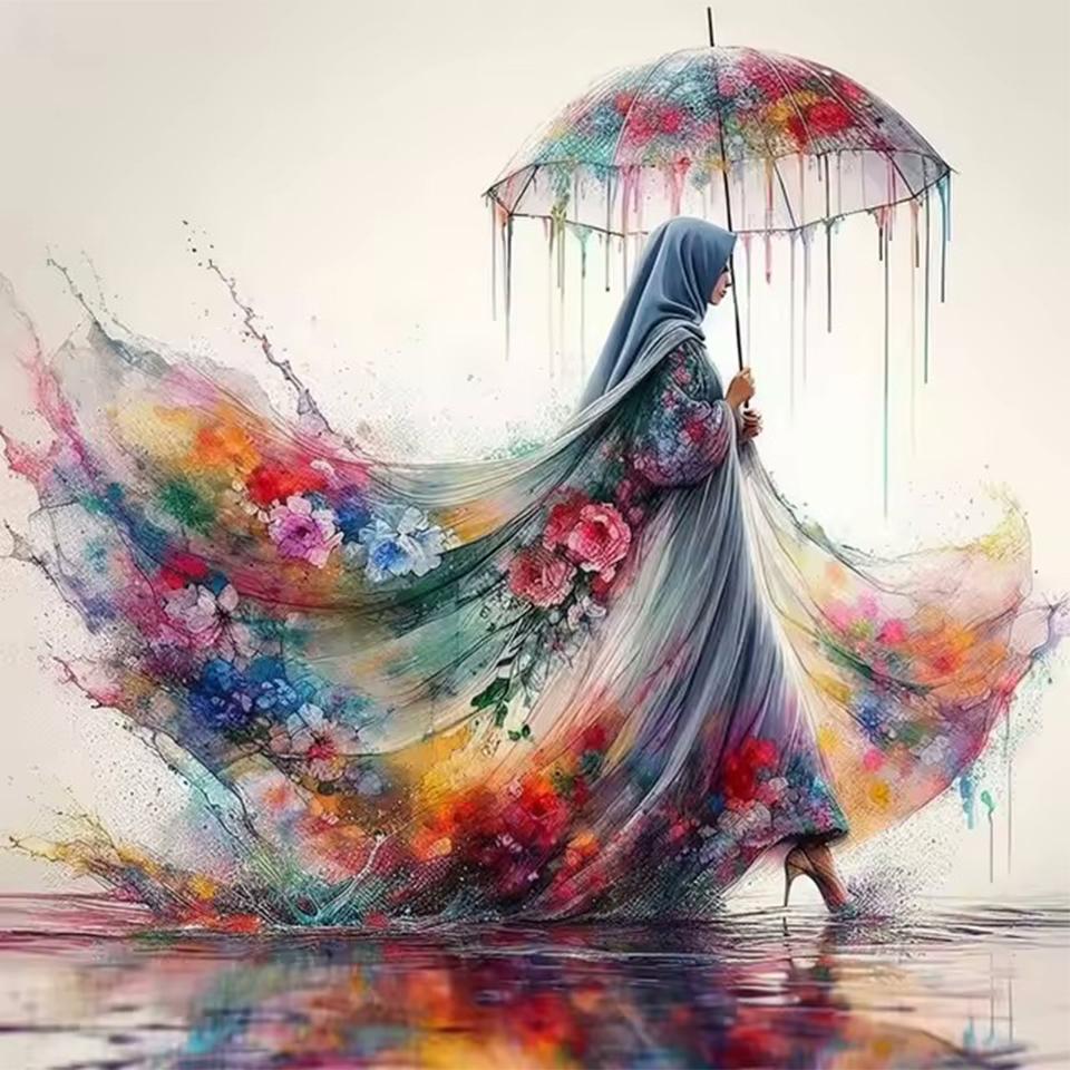 Картина со стразами Кристалл Декор Алмазная картина Женский зонтик 5D Вышивка крестом Алмазная вышивка Алмазная картина