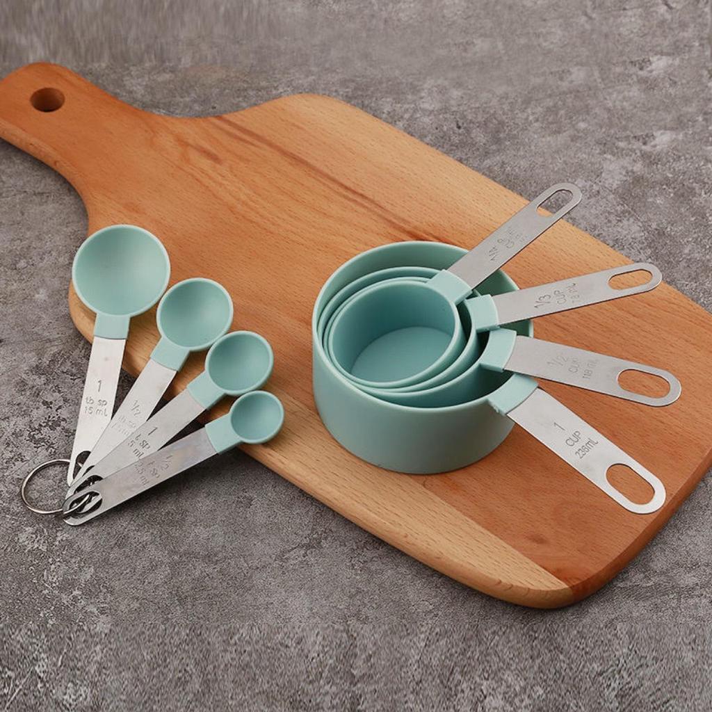 8-Piece Baking Tool Set: Stainless Steel Measuring Cups & Spoons with Scale