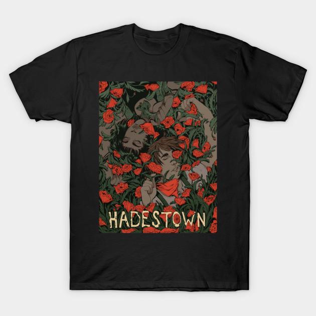 Men Black Print T-shirt Way Down Hadestown No-Cut Heat Transfer Print Cotton Tshirt