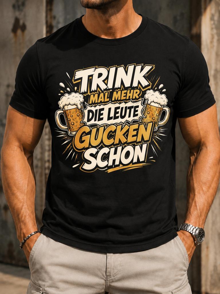 Trink Mal Mehr Die Leute Gucken Schon Comic Beer Dynamic Burst Lines And Bold Gerunisex Drinking Unisex All Tshirt