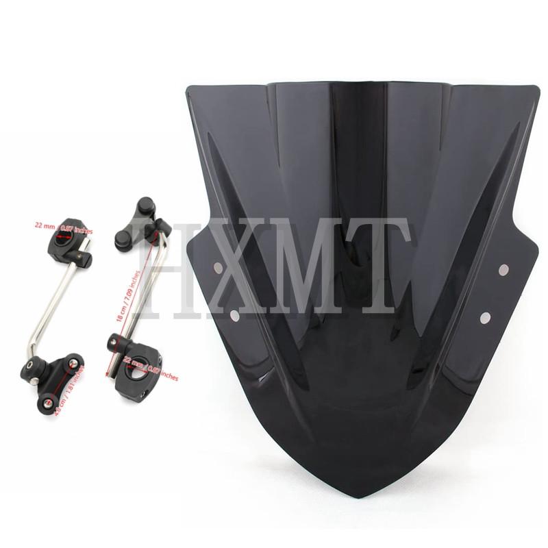 Motorcycle Windshield Windscreen With adjustable bracket Wind Screen For Yamaha MT125 FZ1 FZ6 FZ8 FZ8N XJ6 MT-01 MT03 MT09 MT07