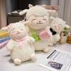 Милая Белая Овечка Лам Держит Тюльпан Мягкая Набивная Обнимающая Кукла Плюшевая Игрушка Подарок на День Рождения Рождество для Девочки