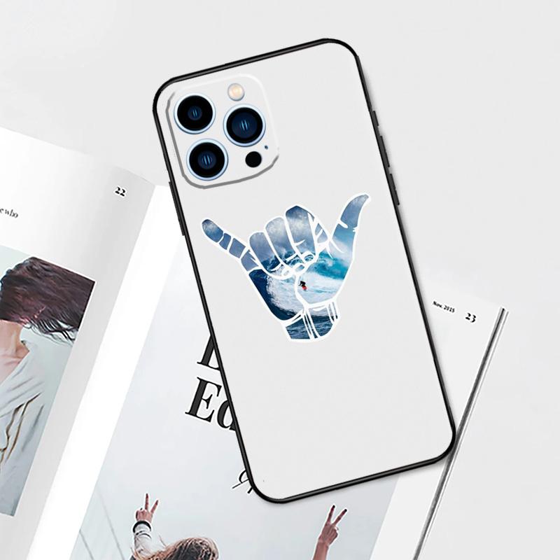 Чехол для iPhone 17 Pro Max 17 Air 11 14 15 16 Pro Max 12 13 mini 16 Plus 16e с изображением серфера, жестом "Hang Loose" и "Shaka"