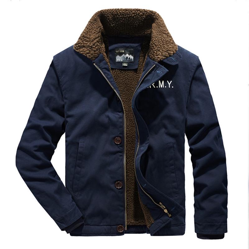 Lamb Fleece Jacket Men'S Winter Thickened Cotton-Padded Cotton-Padded Vintage Jacket N1 Navy Deck Suit 1855