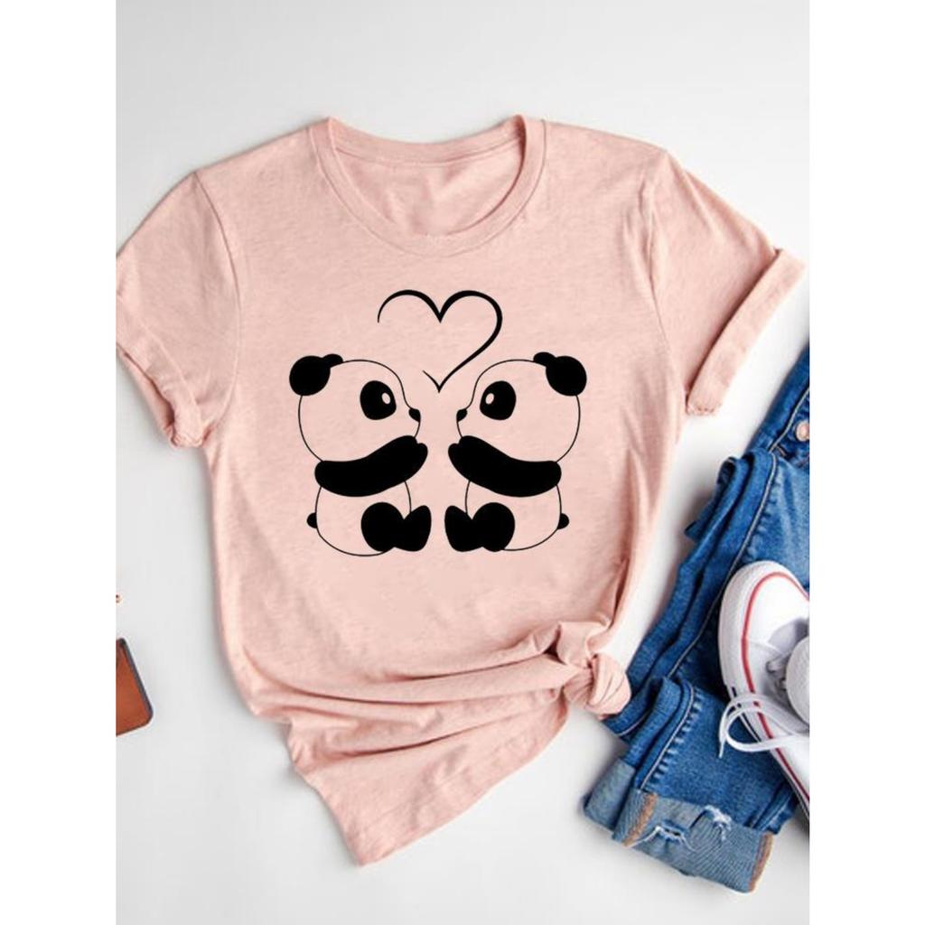 Watercolor Love Heart Sweet Fashion Short Sleeve Print T Shirt Tee Basic Clothing Summer Top Graphic T-shirt Women Clothes