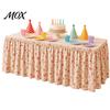 Washable Table Skirt for Buffets Floral Fruit Skirt, 6Ft x 29.5in Elastic Pleated Tablecloth Birthday Parties Teacher Desk Classroom, Home Office