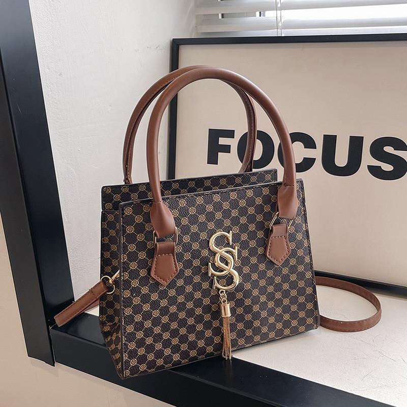 Стильная ретро клетчатая сумочка из элегантного полиуретана и мягкой структуры для повседневного использования