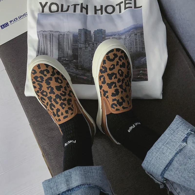 Кроссовки из парусины с леопардовым принтом для женщин - Лето 2024 г. Повседневные кроссовки в корейском стиле Ulzzang