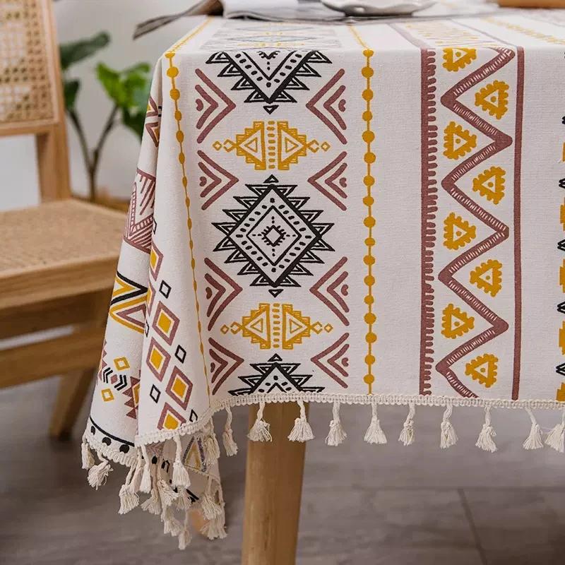 Богемная водостойкая скатерть для прямоугольного стола, хлопковое льняное покрытие для стола для кухни, обеденная столешница, декор, скатерть, накидка