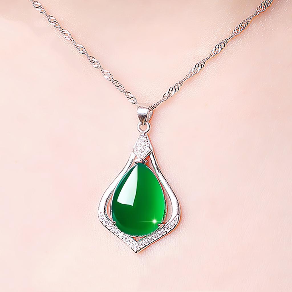 Ожерелье из стерлингового серебра 925 пробы с подвеской из натурального халцедона, модные простые серебряные украшения