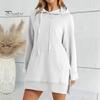 Женское платье с капюшоном, свободный однотонный цвет, с разрезом, завязками на талии, с большим карманом, с капюшоном, средней длины, для поездок на работу, свиданий, спортивная толстовка с капюшоном
