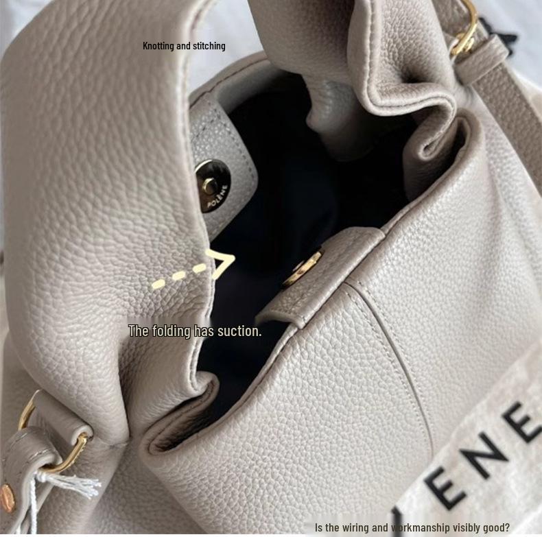 French Luxury Genuine Leather Dumpling Handbag - Retro European & American Design