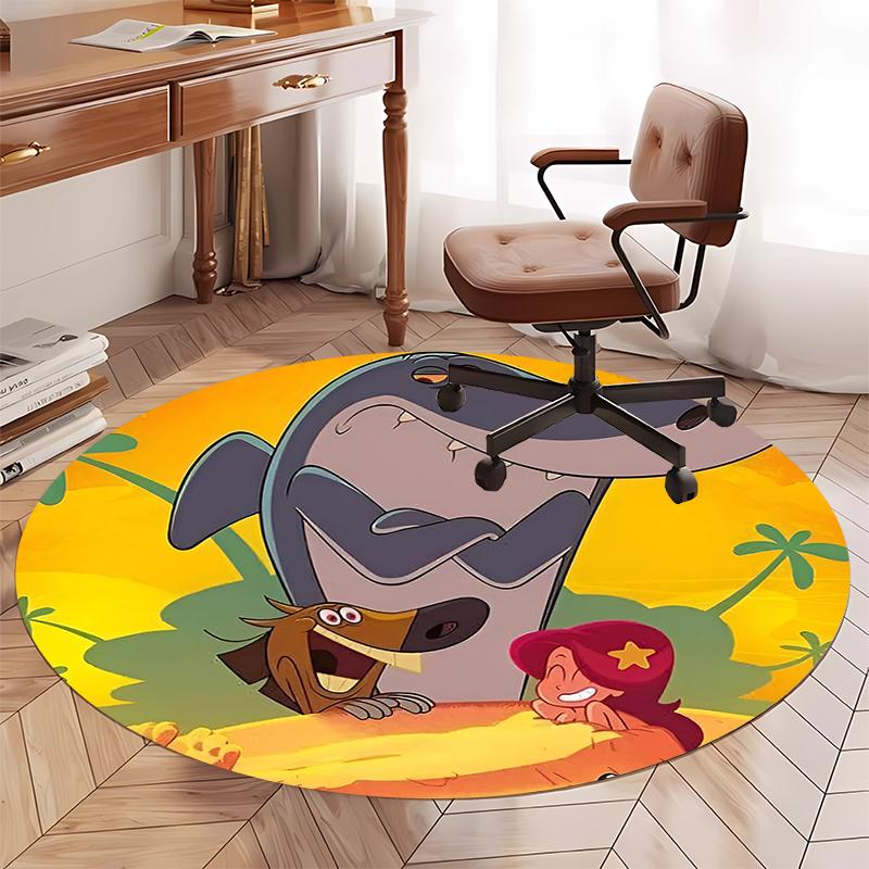 Zig & Sharko Printed Round Rug Carpet Chair Rug Area Rug Entryway Doormats,for Office Chair Living Room Bedroom Kitchen Room.