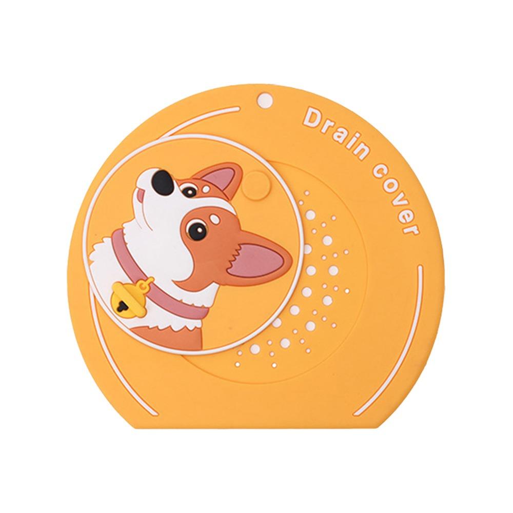 Cartoon Dog Floor Drain Cover Anti-odor Sewer Filter Pad Kitchen Sink Seal Mat  for Kitchen Toilet