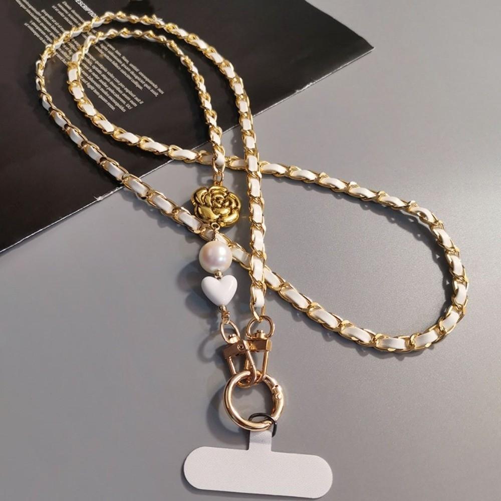 Camellia Crossbody Phone Rope Metal Chain Mobile Phone Strap Outdoor Travel
