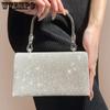Dinner Bag Female European and American Glittering Diamond Handbag Light Luxury Dinner Bag Dress Wrist Bag Square Bag