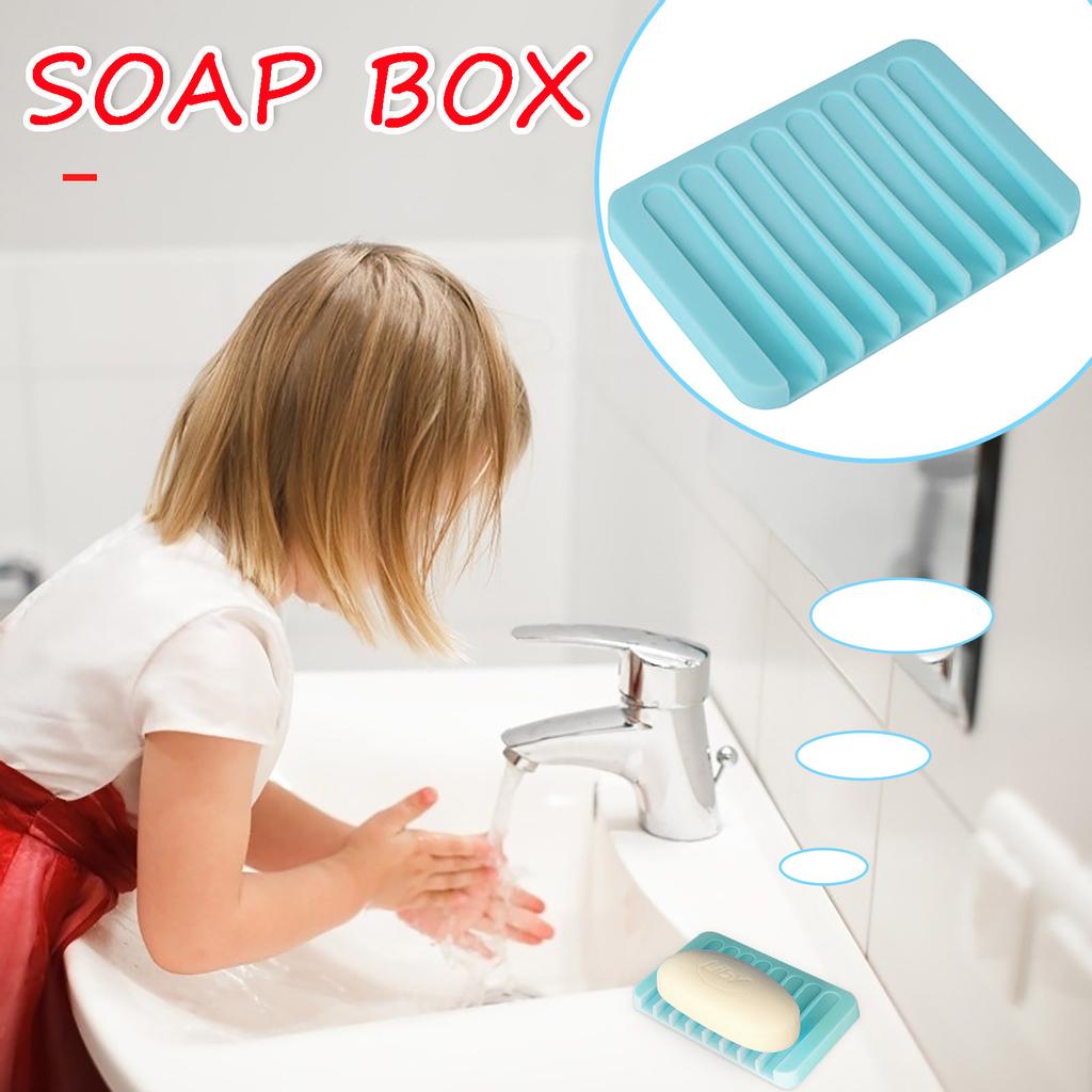 New Silicon Kitchen Bathroom Flexible Soap Dish Plate Holder Tray Soapbox