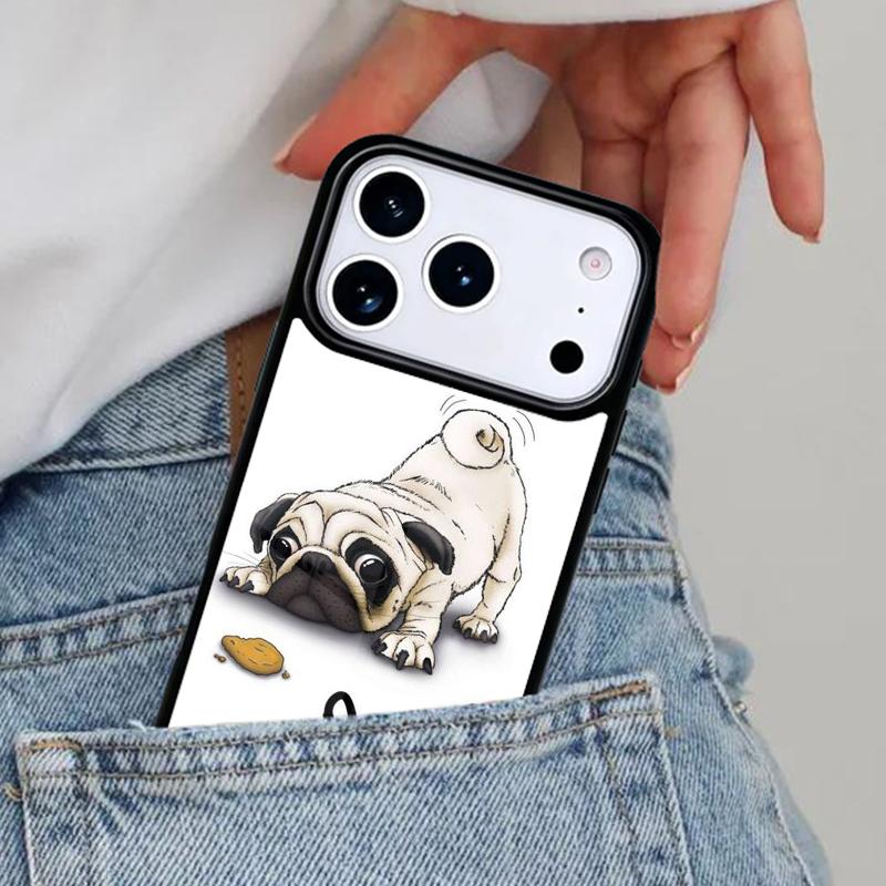 Забавный мультяшный чехол для телефона с мопсом для iPhone 17ProMax 12 13 14 15 16e 17 Pro Max Plus Air Cover