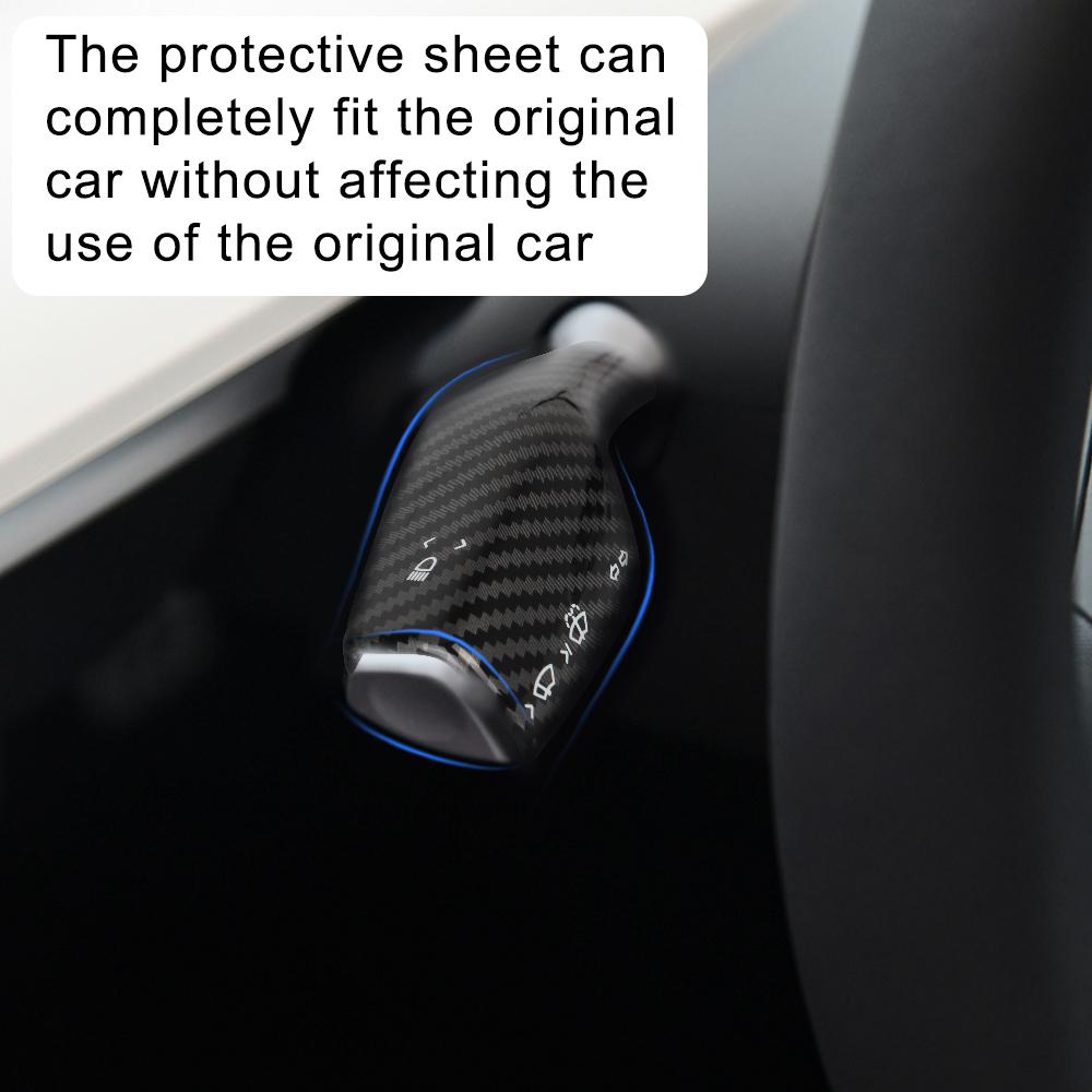 Interior Remodel Carbon Fiber Car Column Shift Knob Cover Decor Armor Steering Rod For Tesla Model 3 Y ABS