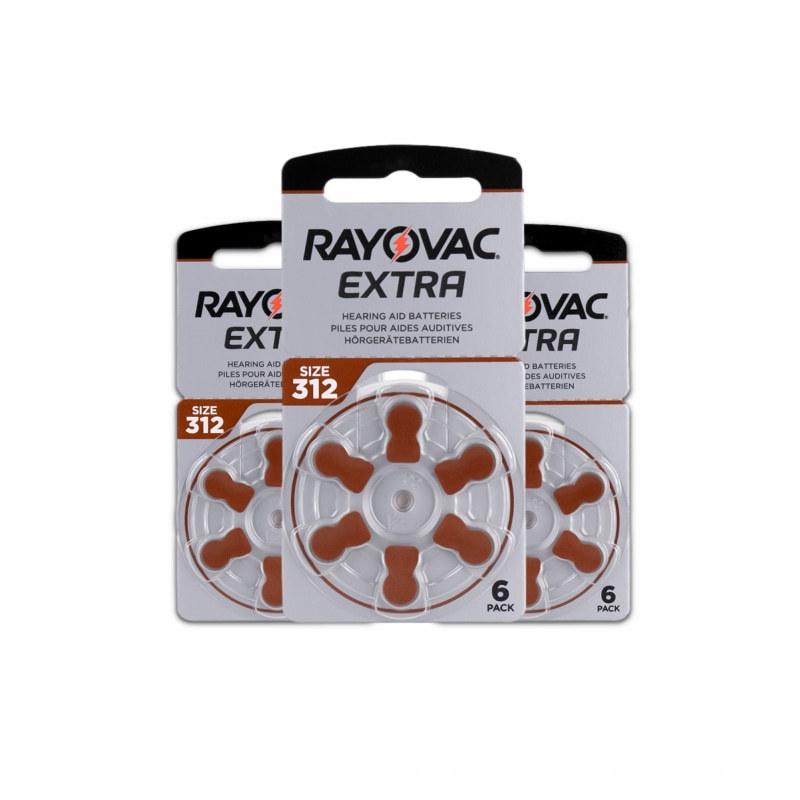 Rayovac EXTRA A312 Zinc Air Hearing Aid Batteries, 1.45V