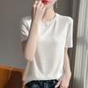 Женская футболка с коротким рукавом, с круглым вырезом, однотонная, летняя новинка, базовая футболка, свободный и тонкий верх с рукавом до локтя