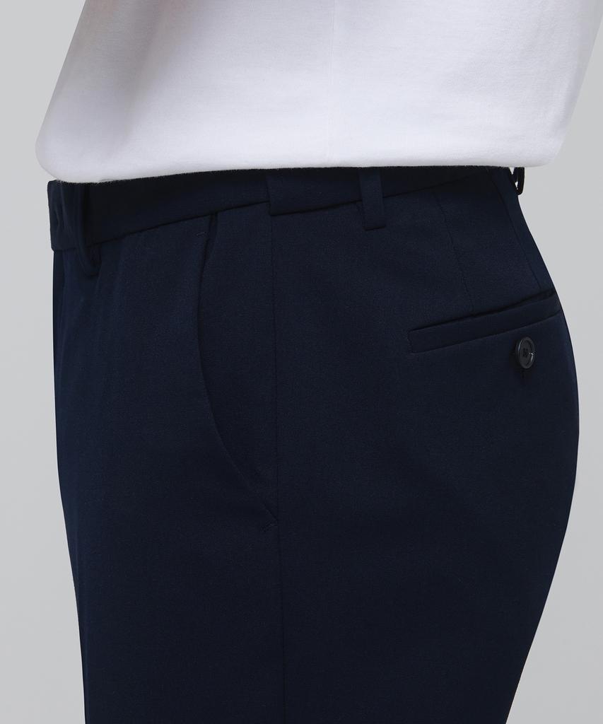MUSINSA STANDARD Lightweight Tapered Hidden Elastic Waist Length Slacks [Navy]