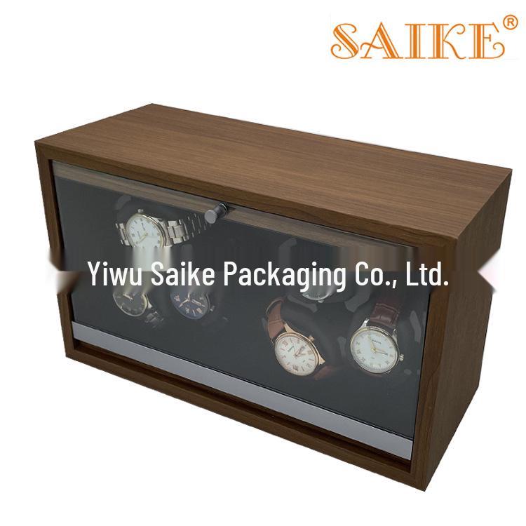 In-Stock Black Walnut 6-Watch Automatic Winder - 2 Sets of 3-Watch Electric Mechanical Winders.