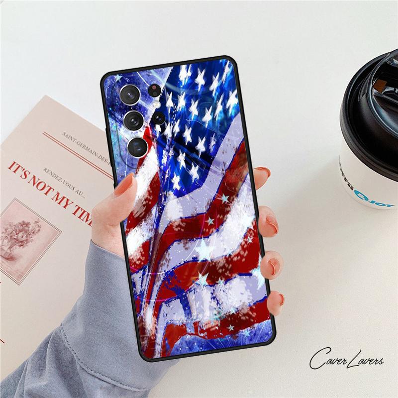 Чехол для телефона с флагом США Для Samsung Galaxy S24 S25 S23 S22 Ultra Note 10 20 Plus S20 S21 FE Чехол