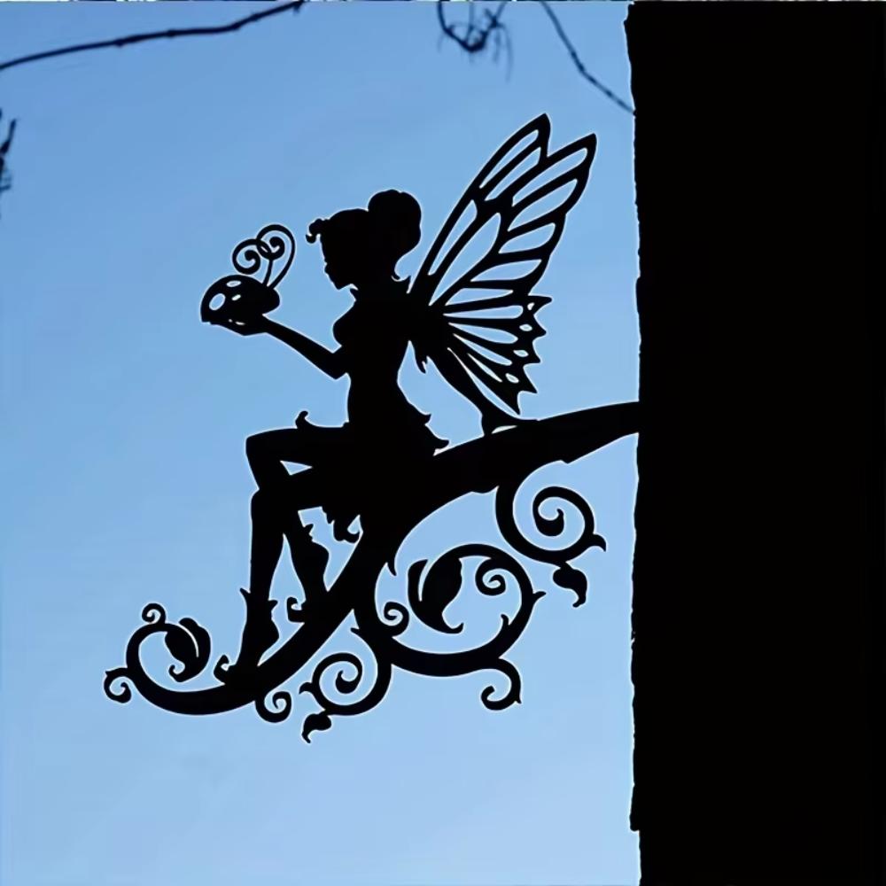 1 шт. Фея Металлическая настенная живопись для улицы, силуэтная табличка скульптура для декора сада, забор, осенний декор, декор на Хэллоуин