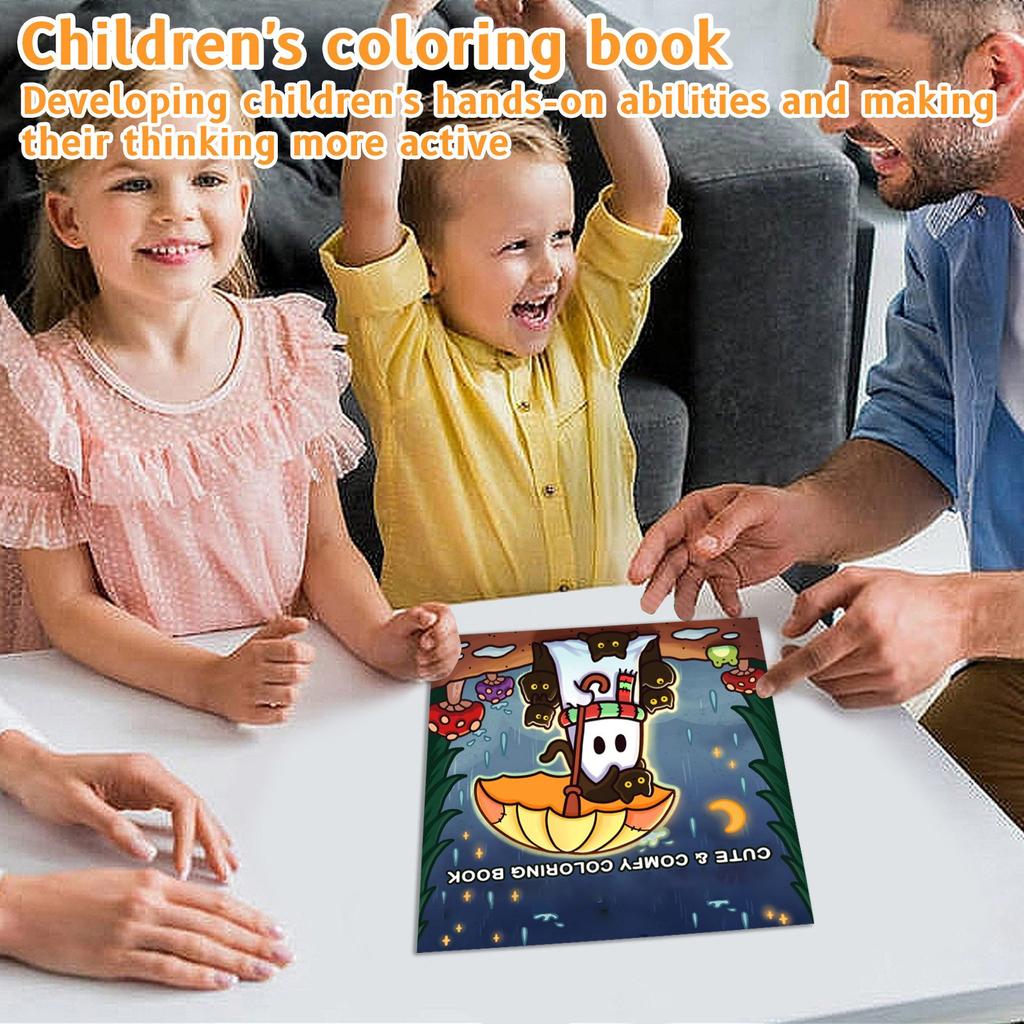 Раскраска для взрослых и подростков с милыми жуткими существами в уютных моментах для релаксации (Раскраска «Уютные пространства») Мягкая обложка