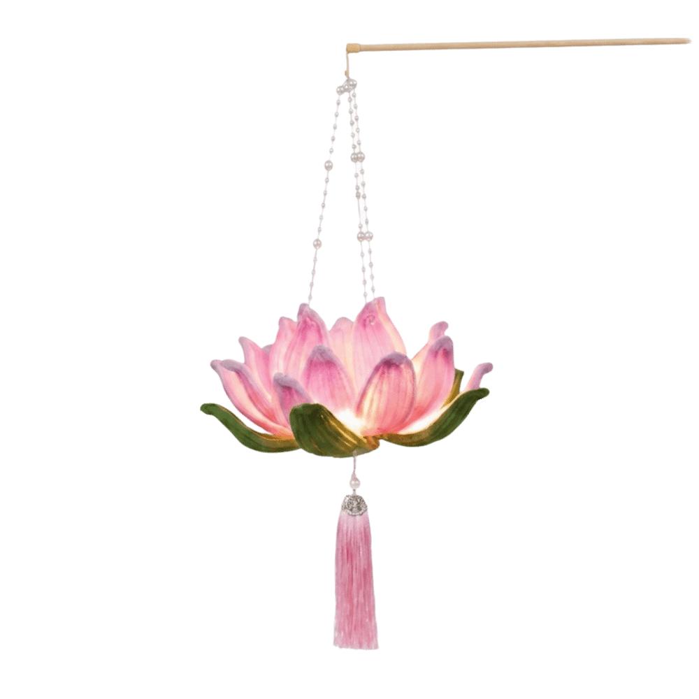 3D Twisted Stick Lotus Flower Lantern Luminous Handheld Lantern Traditional Decor