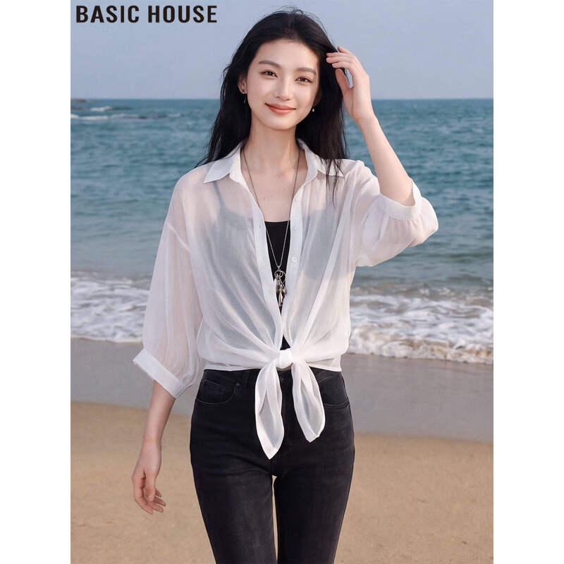 Базовая женская тонкая дышащая рубашка с рукавом 3/4 Basic House