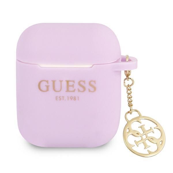 Etui do AirPods 1 Guess Silicone Charm 4G Collection fioletowe
