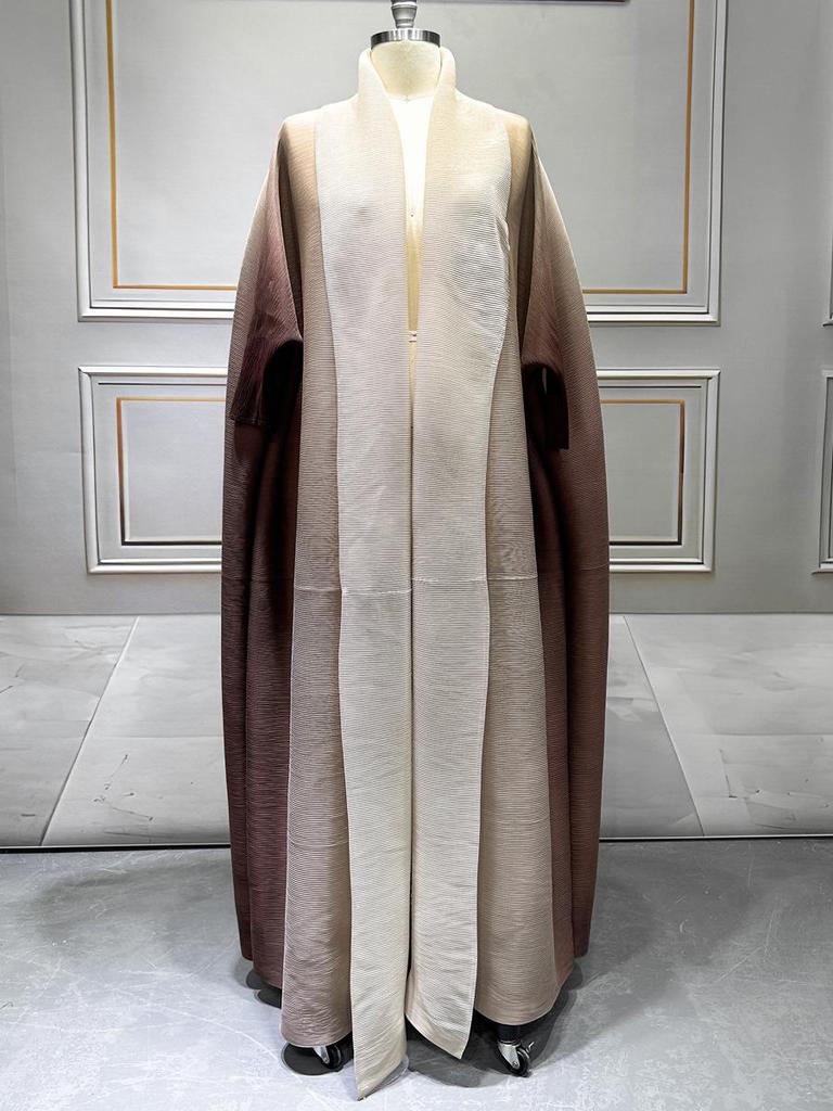 Женское весеннее пальто большого размера с рукавами «летучая мышь» с градиентом - Модное длинное кимоно в стиле Мияке