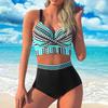2023 Women's Bikini Bohemian Style Polka Dot Print Twisted Tube Push Up Swimsuit Top High Waist Swimwear Bottom Plus Size 3XL