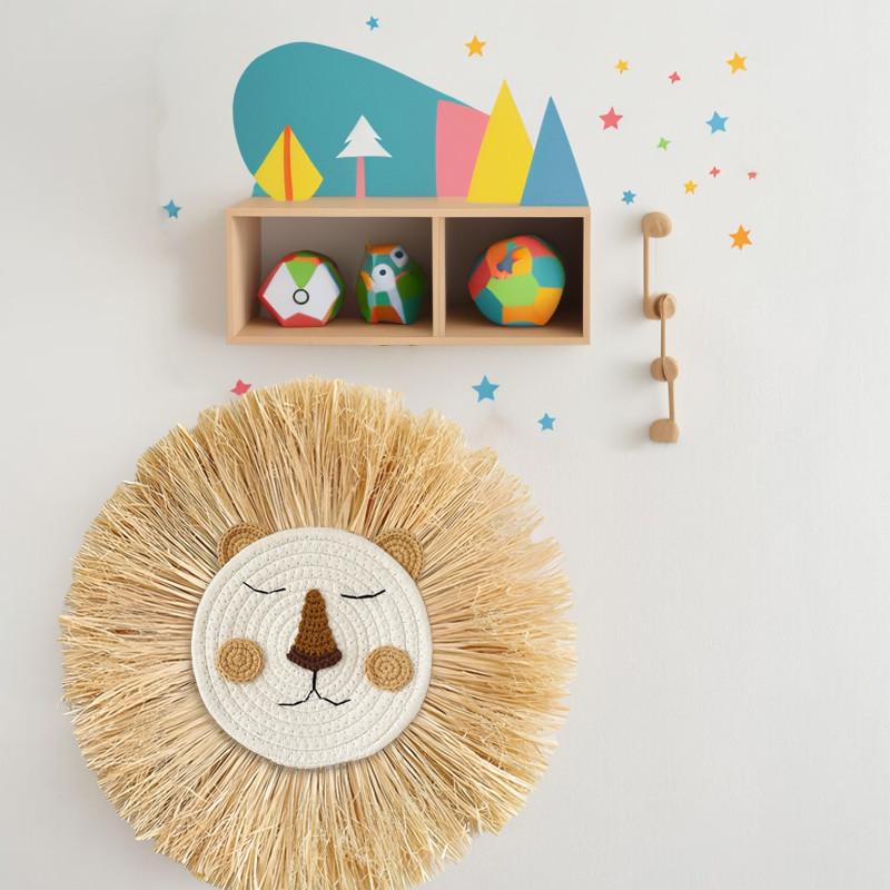 Скандинавская ручная работа, рафия, трава, голова животного, украшение на стену для детской комнаты, дома, спальни, гостиной, Ins Style