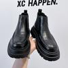Chelsea boots men's 2024 new medium-top thick-soled heightened one-pedal round-headed British men's short boots 1682-A