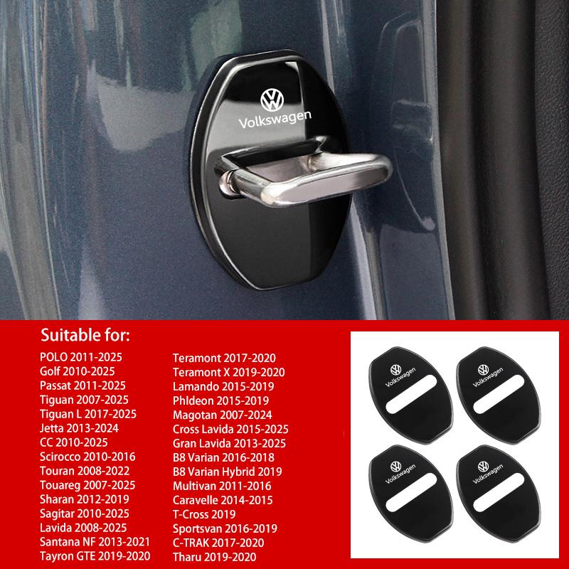 BFPQY1 4PCS Car Door Lock Cover Stickers Door Lock Cover Key Accessories For Volkswagen VW Golf Polo Jetta Passat Tiguan Touran Touareg